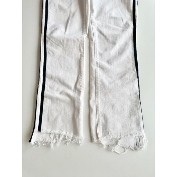 MOTHER The Insider Crop Step Fray White Striped Side Bootcut Jeans, Size 30 - Picture 8 of 16